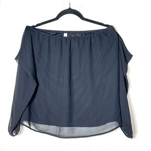 Rachel Kate black cold shoulder blouse top shirt size small S B197